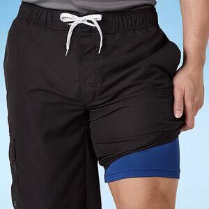 St Johns Bay big&tall Swim Shorts Mens 3xlt Black Above Knee with cargo …